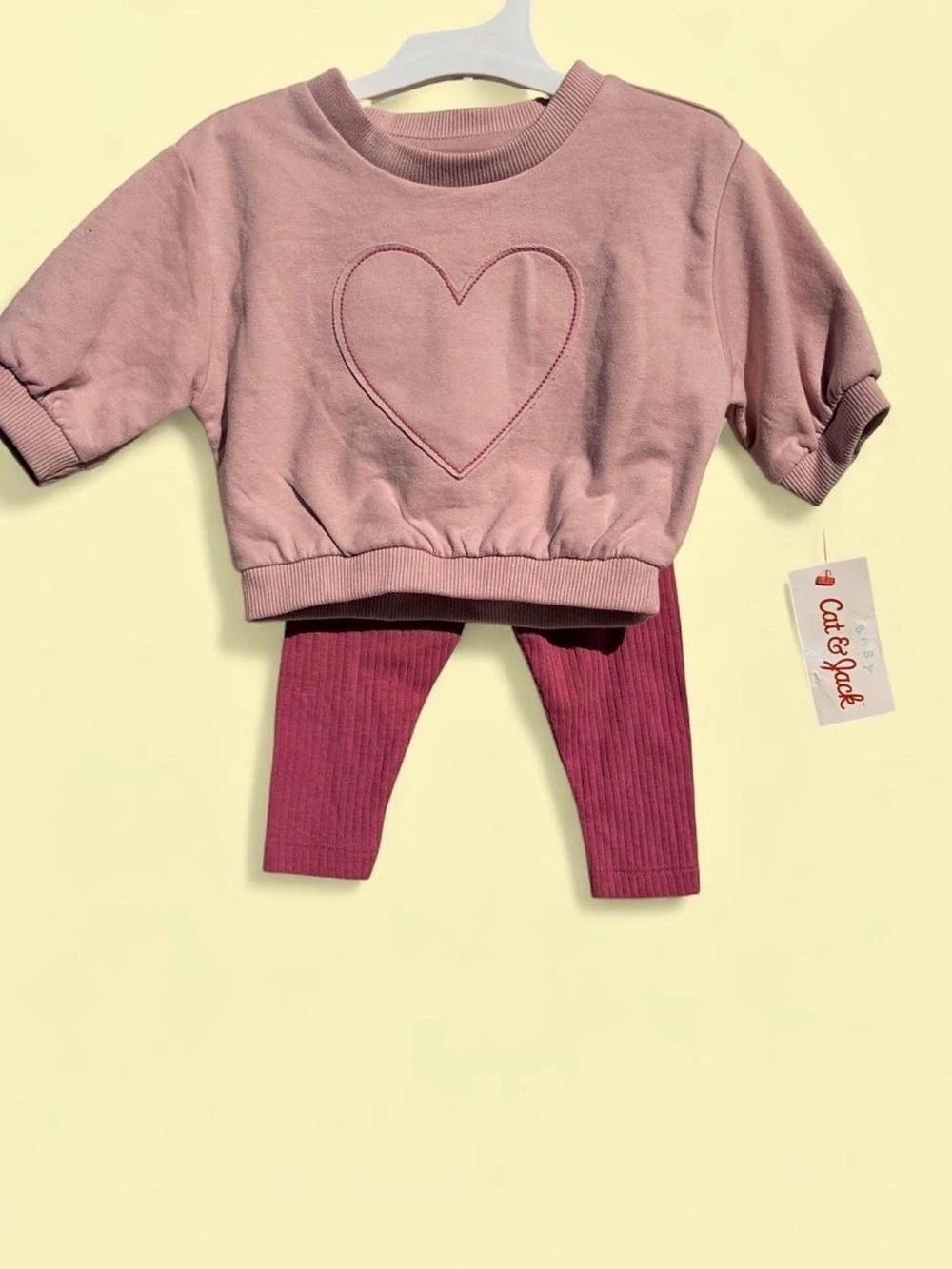 Cat & Jack Baby 0-3M Pink Heart Matching Set NWT